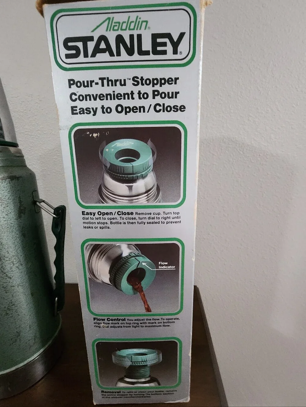 Stanley Green Metal Quart Thermos - Vintage Look